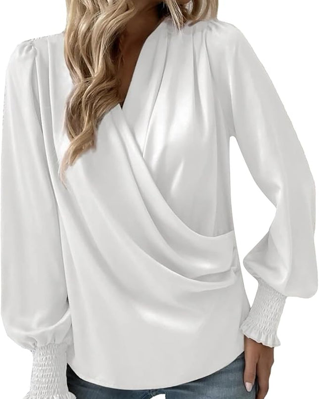 Elara | Elegant blouse with V-neck White Blouse
