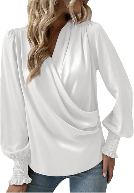 Elara | Elegant blouse with V-neck White Blouse
