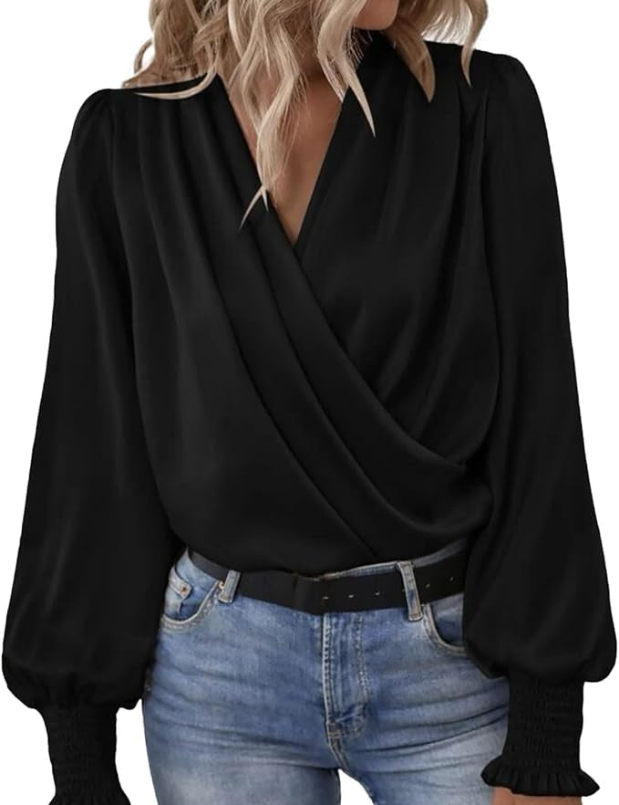 Elara | Elegant blouse with V-neck - OKOHOKO™ FASHION