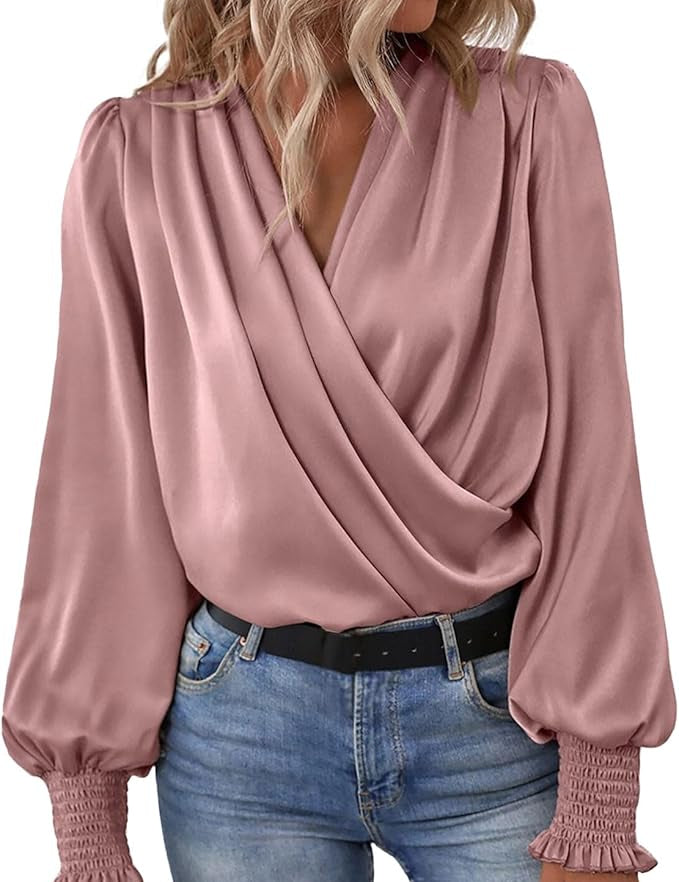 Elara | Elegant blouse with V-neck - OKOHOKO™ FASHION