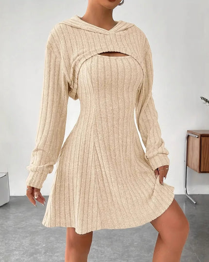 Women’s Two‑Piece Hooded Shawl Vest & Skirt Set Skirts