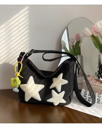 Large Capacity Versatile Crossbody Bag Black With pendant Crossbody Bag