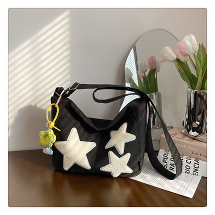 Large Capacity Versatile Crossbody Bag Black With pendant Crossbody Bag
