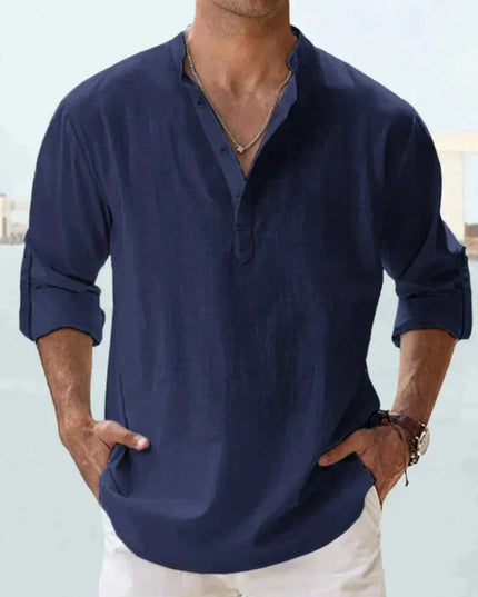 Men's Classic Linen Shirt Dark blue Shirts