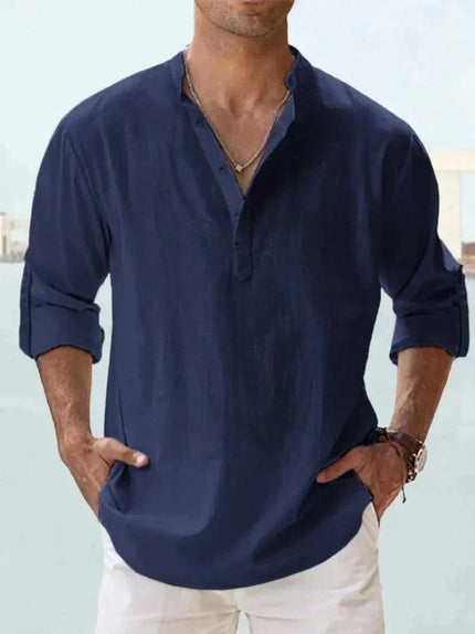 Men's Classic Linen Shirt Dark blue Shirts