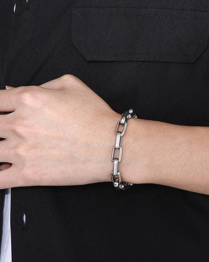 Men’s Titanium Steel Geometric Hip‑Hop Bracelet – Bold Urban Style Bracelet