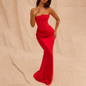 Elegant Strapless Backless Maxi Dress Dresses
