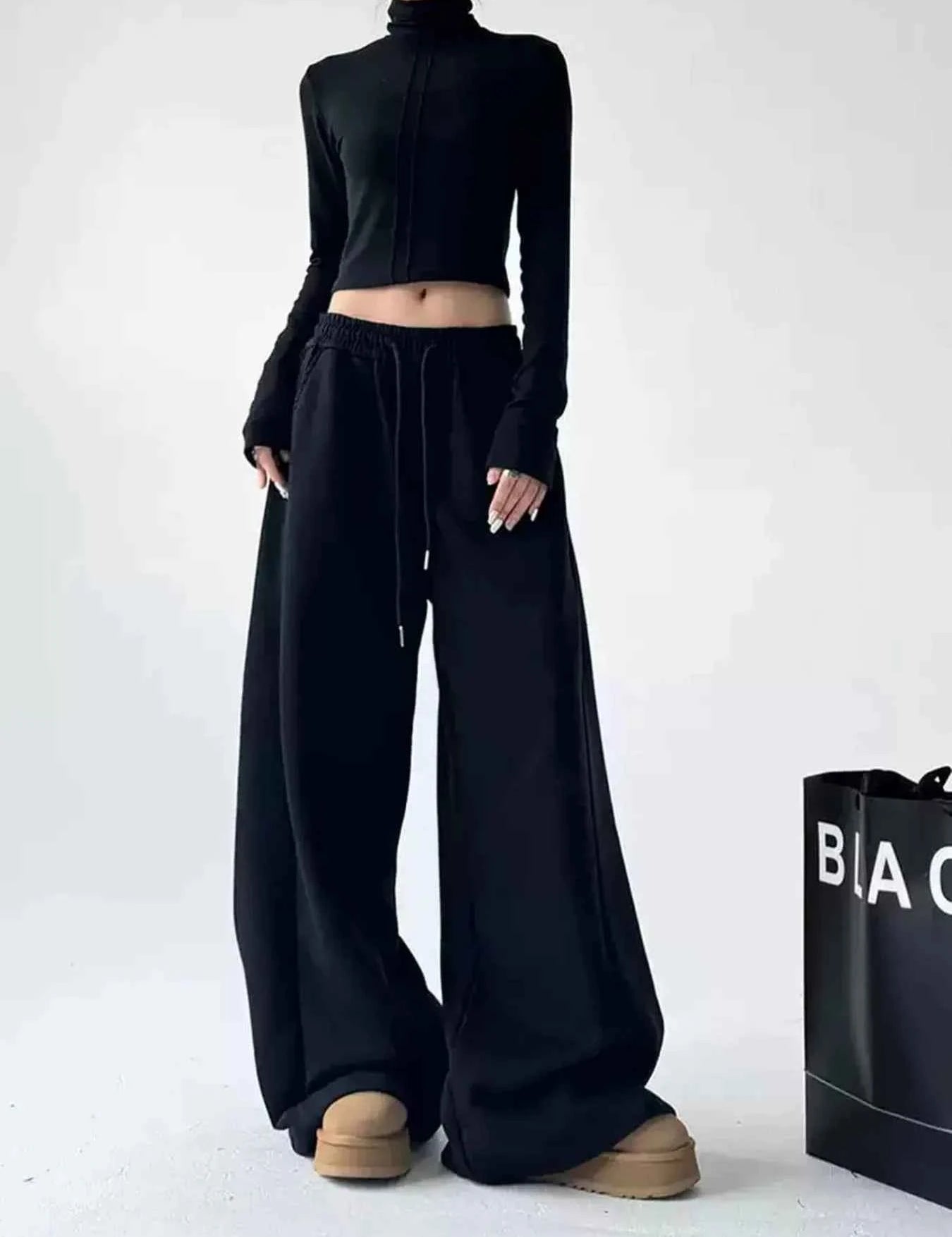 Oversized Wide Leg Drawstring Pants