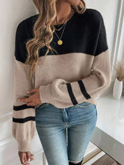 Alenna Sweater | Bold Colorblock Comfort Brown Woman, Sweaters