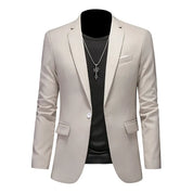 Men's Stylish Single-Breasted Blazer Beige Blazer