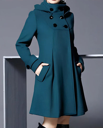 Naomi | Elegant Wool Hooded Coat Green Coats
