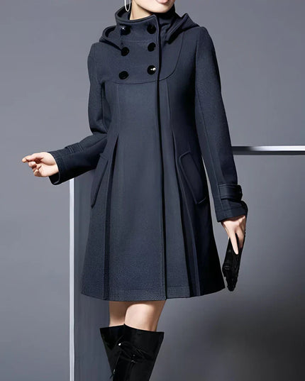 Naomi | Elegant Wool Hooded Coat Gray Coats