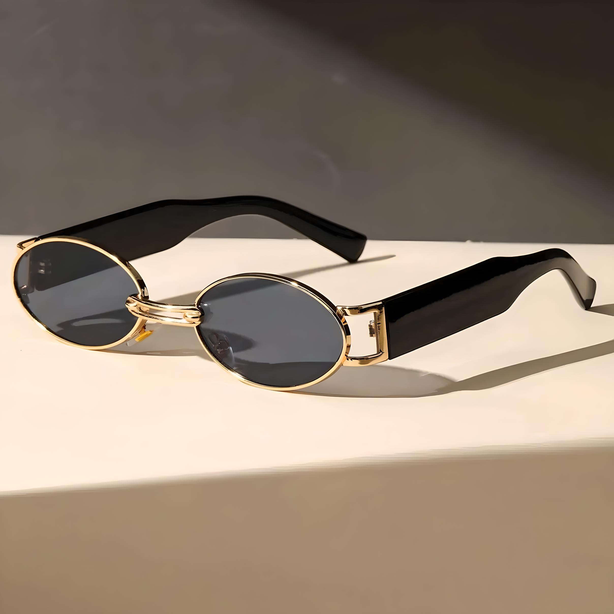 BellaView Ovals Lightweight Sunglasses with Full UV Protection Gold Black Sunglasses