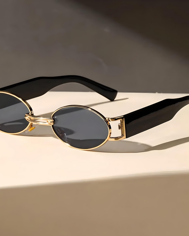 BellaView Ovals Lightweight Sunglasses with Full UV Protection Gold Black Sunglasses
