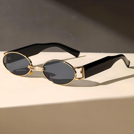 BellaView Ovals Lightweight Sunglasses with Full UV Protection Gold Black Sunglasses