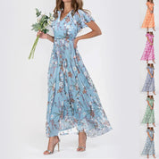 Floral Ruffle Short Sleeve Summer Dress Dresses