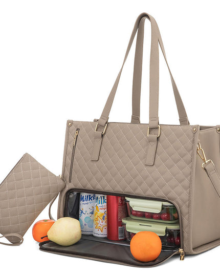 2-in-1 Lunch Tote Bag Khaki 36x16x30cm Tote Bags