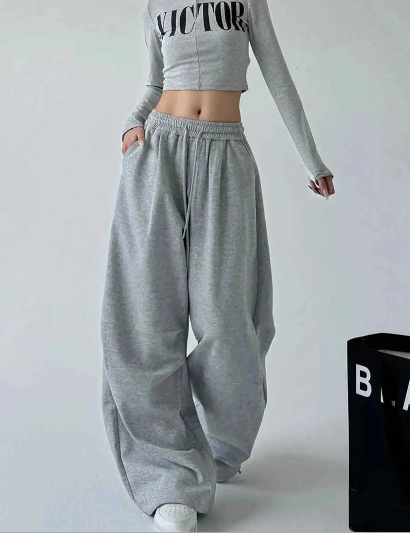 Oversized Wide Leg Drawstring Pants
