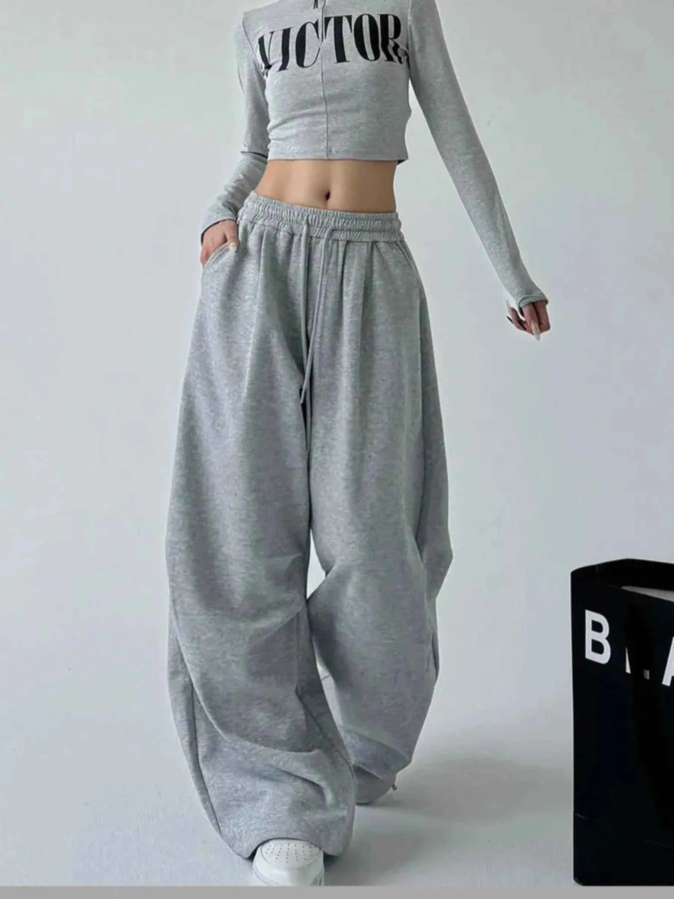 Oversized Wide Leg Drawstring Pants