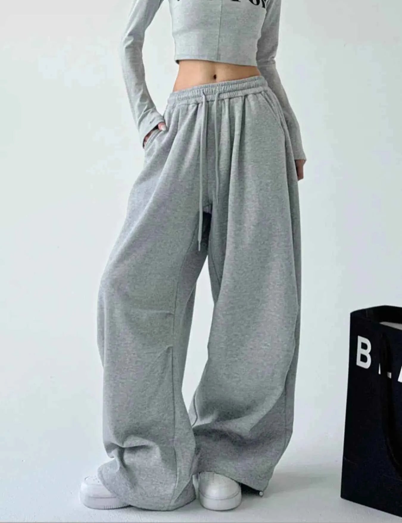 Oversized Wide Leg Drawstring Pants