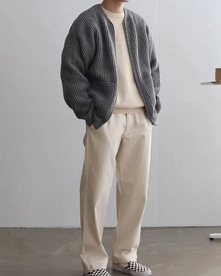 Thomas | Knitted Zip-Up Sweater Gray