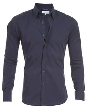 Men's Elite Stretch Zip-Up Shirt Midnight Blue Gabardine Men Shirts