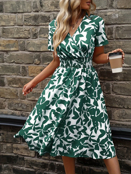 Ines | Elegant short sleeves Dark green Dresses