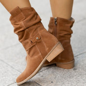 Fashion Suede Mid-Calf Western Boots Brown Boots
