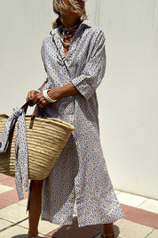 Striped Shirt Dress With Belt Khaki Dresses