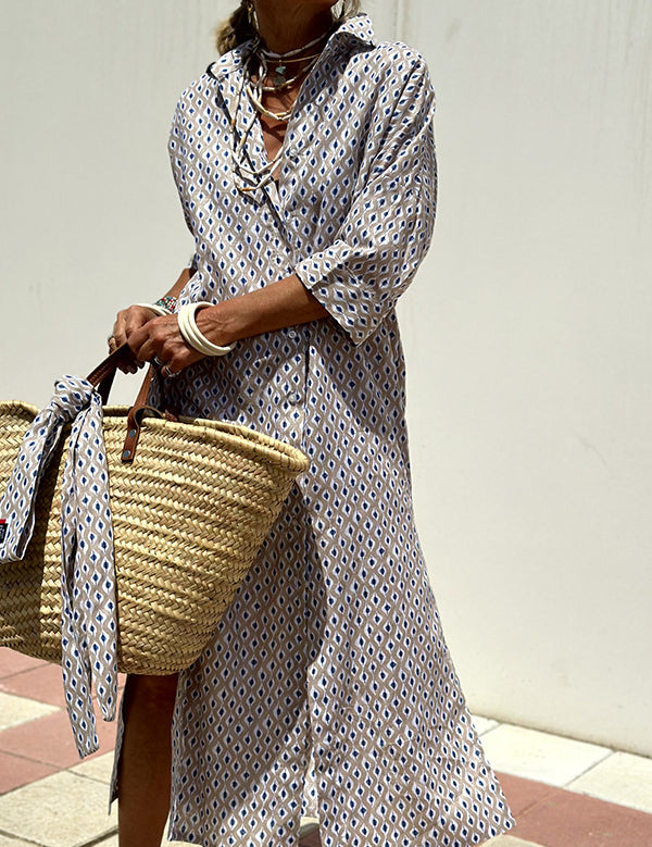 Striped Shirt Dress With Belt Khaki Dresses