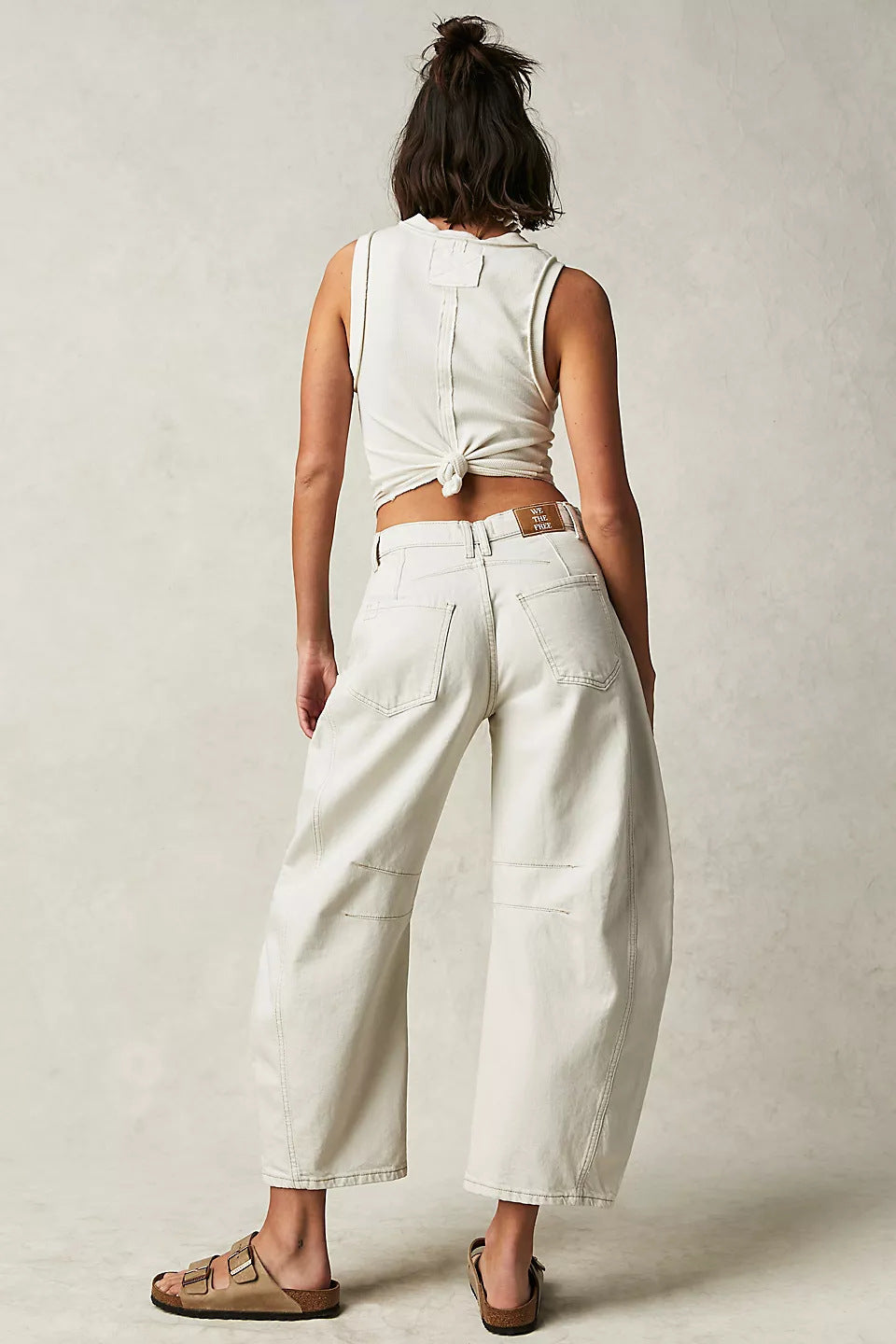 High-Stretch Mid-Rise Barrel Jeans Women Pants