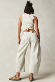 High-Stretch Mid-Rise Barrel Jeans Women Pants