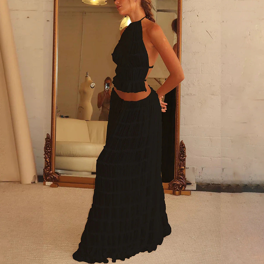 Backless Long Dress Black