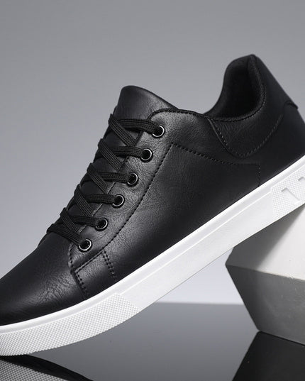 Men's Lace-Up Flat Casual Shoes Black Shoes
