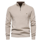 Men’s Zipper Stand Collar Knitted Sweater Apricot Men - Main - Winter