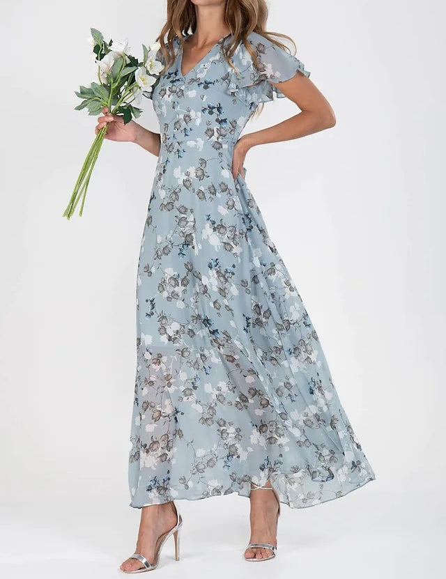 Floral Ruffle Short Sleeve Summer Dress Dresses