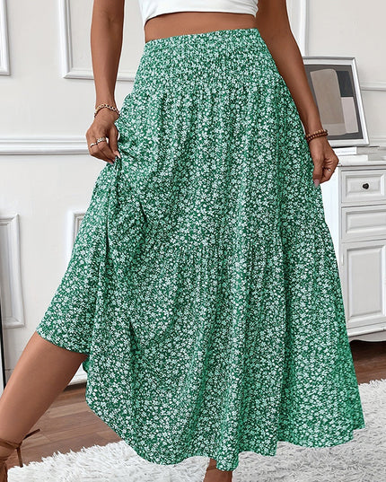 Women's Boho Floral Maxi Skirt Green Skirts