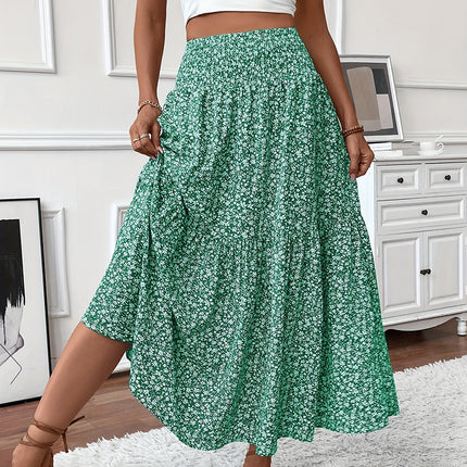 Women's Boho Floral Maxi Skirt Green Skirts