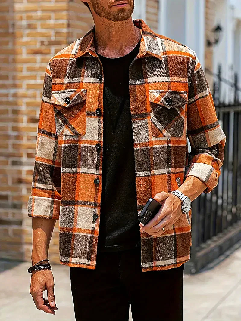 Men's Plaid Loose Cardigan Shirt Cardigan Shirt