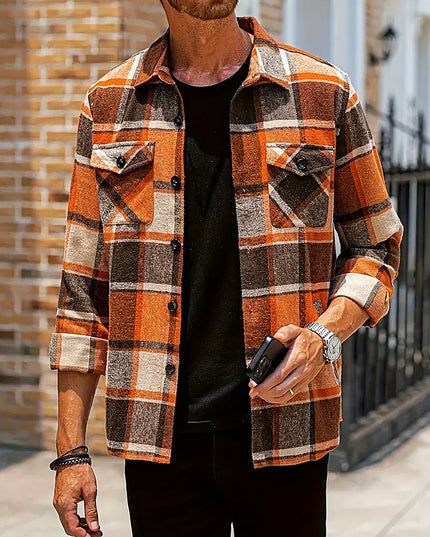 Men's Plaid Loose Cardigan Shirt Cardigan Shirt