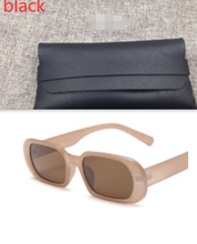 Retro Candy Color Small Frame Sunglasses With glasses bag Milk tea color Sunglasses