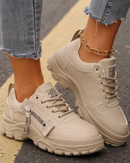 Thick-Soled Casual Sneakers for Women Cream white Sneakers