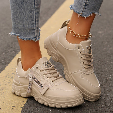 Thick-Soled Casual Sneakers for Women Cream white Sneakers