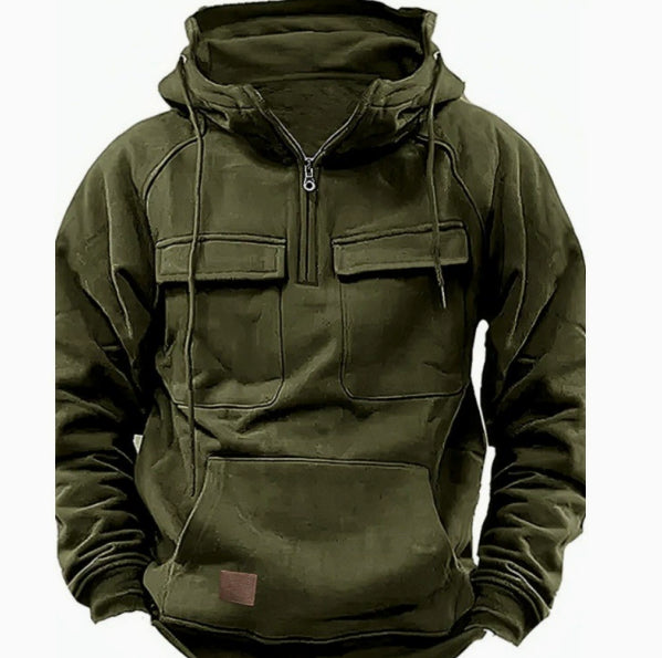 Men’s Zip-Up Hoodie – Drawstring & Pockets Army Green Men's Hoodie