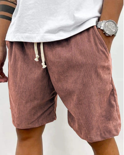 Men’s Corduroy Drawstring Shorts Peach Men Shorts