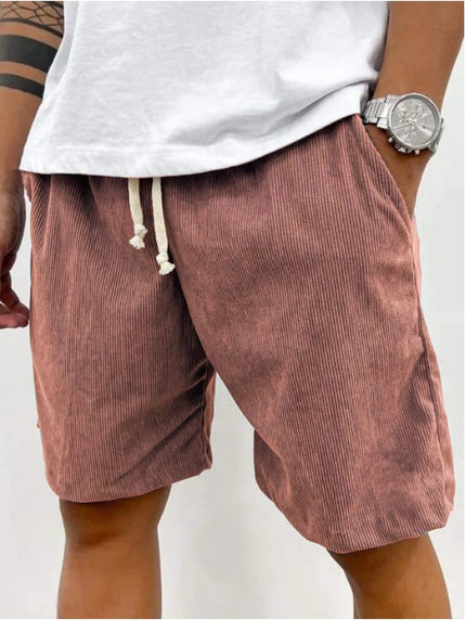 Men’s Corduroy Drawstring Shorts Peach Men Shorts