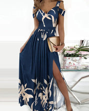 Elegant Greek Goddess Pleated Maxi Dress Navy blue Dresses
