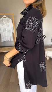 Lina | Letter Print Fashion Lapel Shirt Shirts & Tops