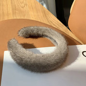 Cozy Luxe Fur Headband – Elegant Winter Warmth Gray Women's Accessories