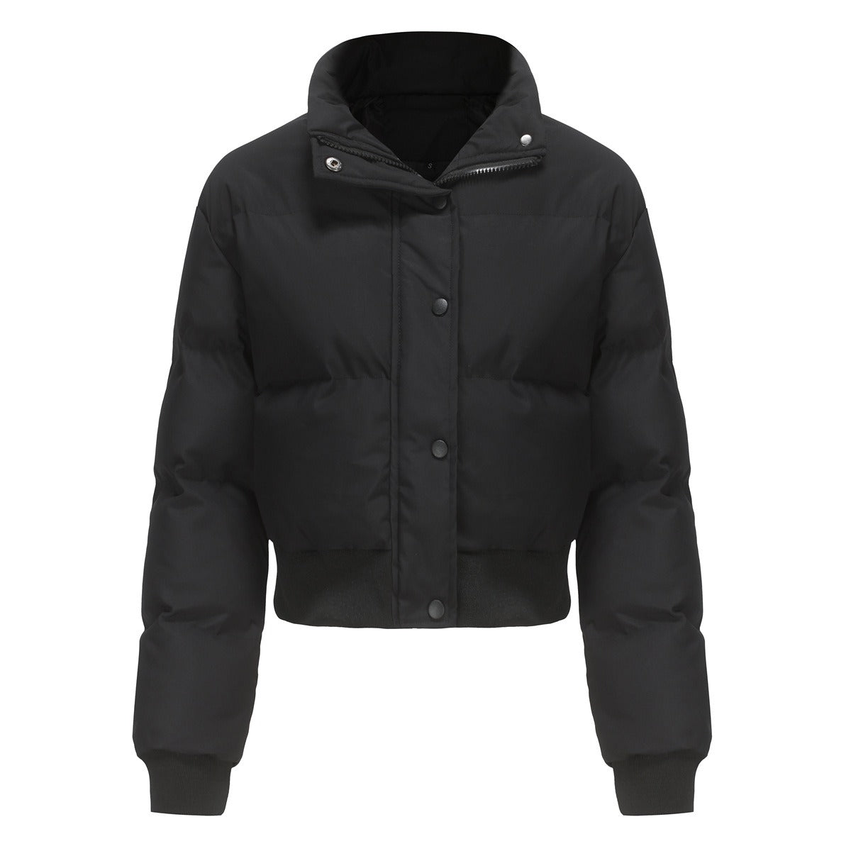 Elegant Warm Cotton Padded Short Coat Black Short Coat